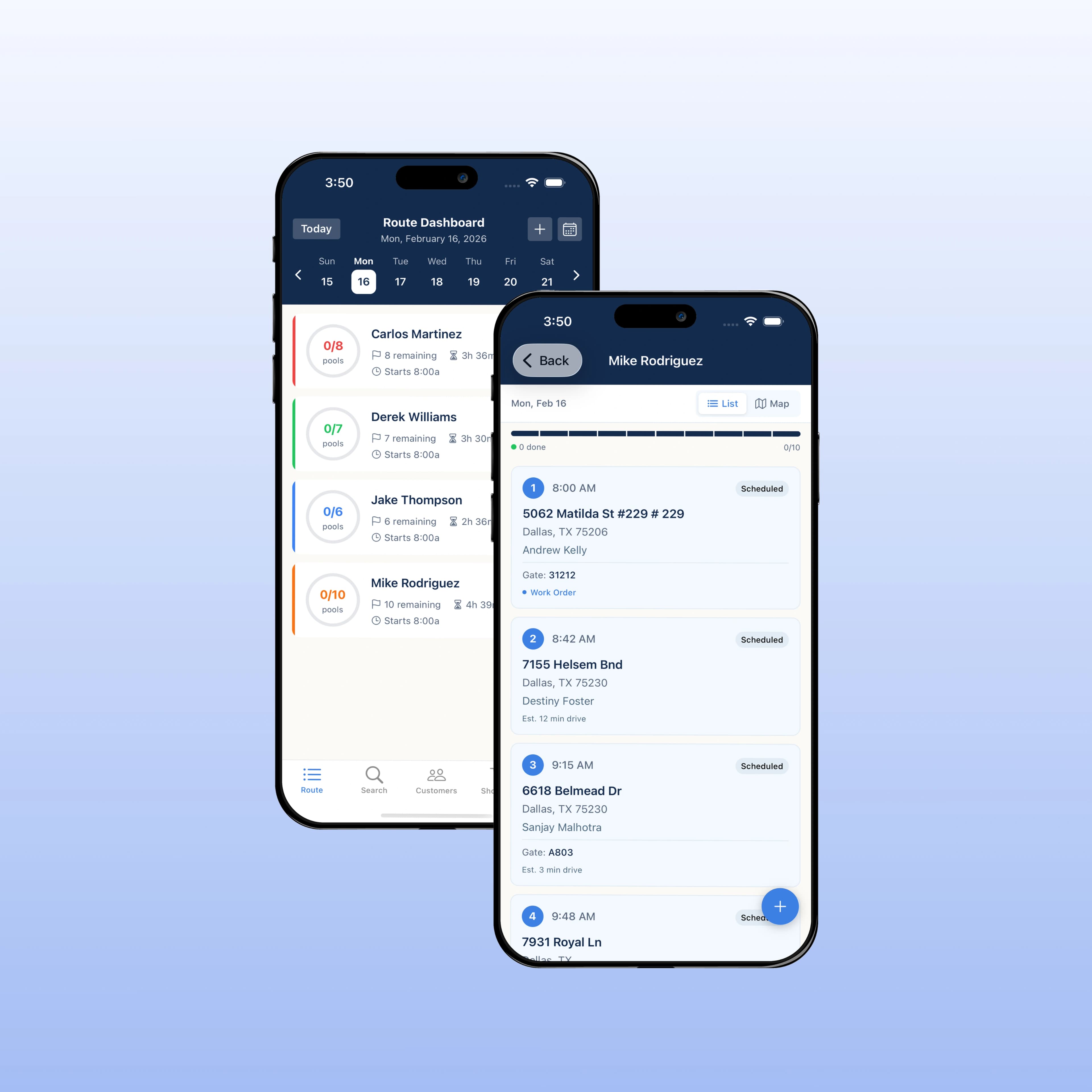 Optimized routes for every technician